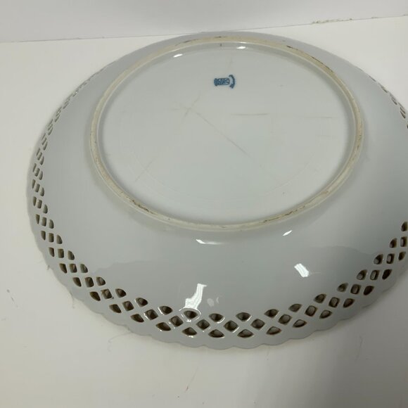 Ca 1920 Schumann Bavaria Dresden Plate Reticulated, Scalloped and Gold Leaf Edge - Picture 10 of 10